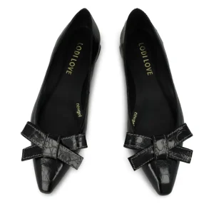 Bailarina lazo piel grabada coco negro | LODI LOVE Fashion