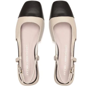 Bailarina plana bicolor piel beige | PEDRO MIRALLES Online