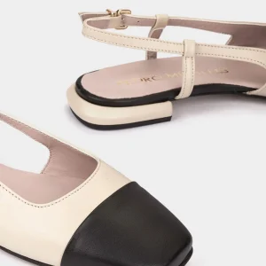 Bailarina plana bicolor piel beige | PEDRO MIRALLES Online