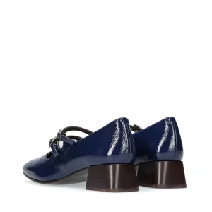 Bailarina retro piel efecto charol azul marino | JONI Clearance