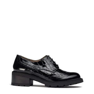Blucher picados piel charol coco negro | WONDERS Discount