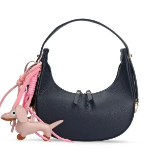 Bolso baguette multi charm piel azul marino | MADE IN ITALY Online