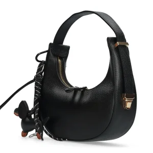 Bolso baguette multi charm piel negro | MADE IN ITALY New