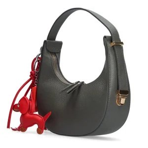 Bolso baguette multi charm piel gris | MADE IN ITALY Hot