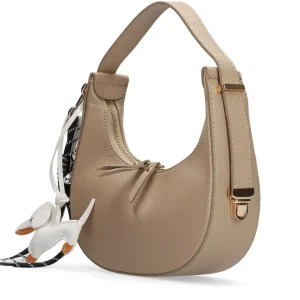 Bolso baguette multi charm piel taupe | MADE IN ITALY Outlet