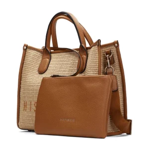 Bolso shopper rafia natural cuero | HISPANITAS Clearance