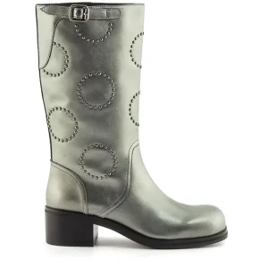 Bota adorno tachuelas piel metalizada plata | BRUNO PREMI Hot