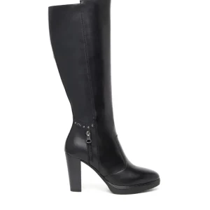 Bota alta cremallera piel negro | NEROGIARDINI Outlet
