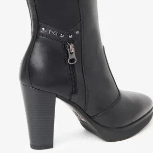 Bota alta cremallera piel negro | NEROGIARDINI Outlet