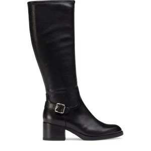 Bota alta elástica piel negro | WONDERS Discount
