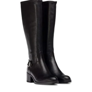 Bota alta elástica piel negro | WONDERS Discount