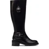 Bota alta hebillas piel negro | WONDERS Online
