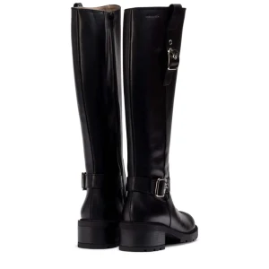 Bota alta hebillas piel negro | WONDERS Online