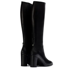 Bota alta tacón piel negro | WONDERS Online