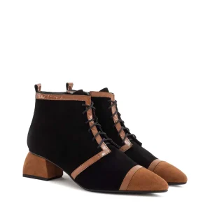 Botín cordones combi ante negro | DANSI Discount