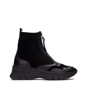 Botín deportivo cremallera piel negro | HISPANITAS Fashion