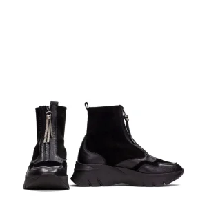 Botín deportivo cremallera piel negro | HISPANITAS Fashion