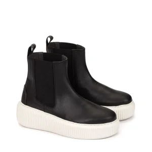 Botín piso bloque piel negro | WEEKEND Fashion