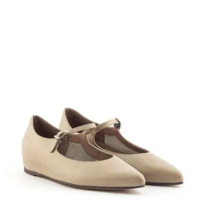 Merceditas cuña piel taupe | WONDERS Online