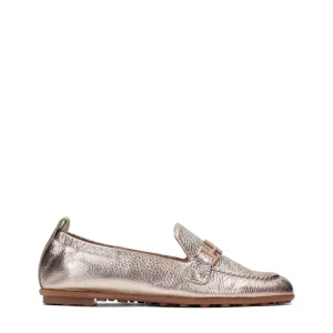 Mocasín plano piel metalizada cava | HISPANITAS Outlet
