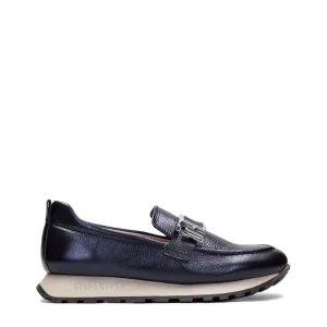 Mocasín sport piel metalizada azul marino | HISPANITAS New