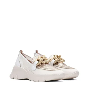 Mocasín sport piel metalizada cava | HISPANITAS New