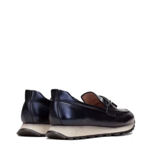 Mocasín sport piel metalizada azul marino | HISPANITAS New