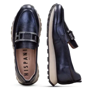Mocasín sport piel metalizada azul marino | HISPANITAS New