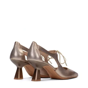Salón cordones piel metalizada cava | HISPANITAS Discount