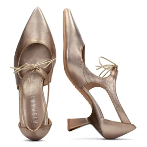 Salón cordones piel metalizada cava | HISPANITAS Discount