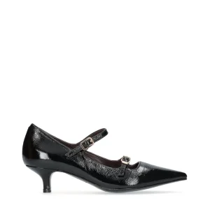 Salón hebillas piel charol negro | JONI Clearance