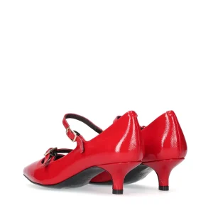 Salón hebillas piel charol rojo | JONI Discount