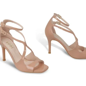 Sandalia cruzada piel charol nude | LODI Discount