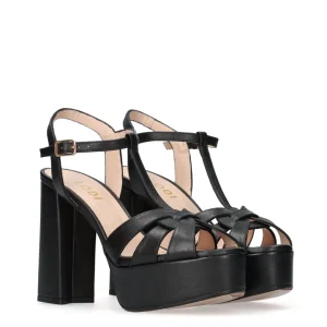 Sandalia maxi plataforma piel negro | LODI Discount
